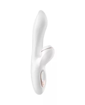 Satisfyer Pro G-Spot Rabbit vibrator, een dubbele stimulator die luchtdruktechnologie combineert voor clitorale stimulatie met krachtige vibraties voor de G-spot. Voorzien van twee afzonderlijke motoren met meerdere standen en intensiteiten voor een volledig op maat gemaakte ervaring. Gemaakt van zacht, lichaamsveilig siliconenmateriaal, oplaadbaar en waterdicht, ideaal voor zowel solo- als partnerspel en perfect voor gebruikers die zoeken naar veelzijdige en intensieve stimulatie.